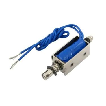 Imagem de MR-0530B DC 24V 600mA 0,04 kg 0,4N Força de retenção tipo empurrar eletroímã solenoide linear quadro aberto curso de 10 mm
