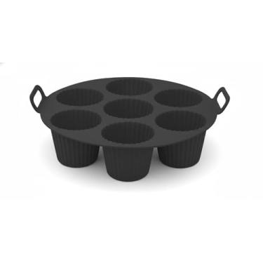 Imagem de Forma de Silicone para Cupcake, 8 Cavidades, Preta, Antiaderente, Reutilizável, para Muffins e Bolinhos