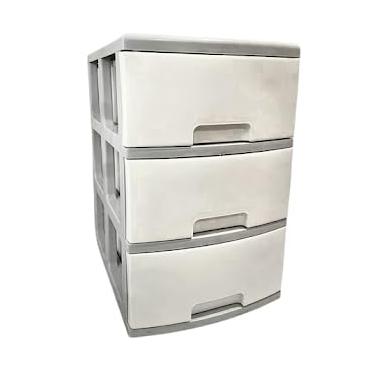Imagem de Gaveteiro Organizador 3 gavetas grandes Cinza com Branco