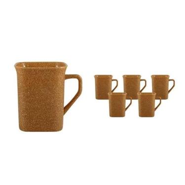 Imagem de Kit 6 Canecas Quadrada Fibra Madeira Green 250Ml - Bb Store