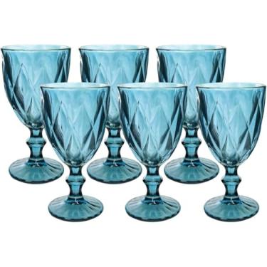 Imagem de Conjunto 6 Taças de Vidro Azul Milbani Diamond 330ml – Design Elegante, Vidro Resistente, Ideal para Água, Suco e Drinks – Taças Azul Premium para Mesa Posta