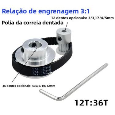 Imagem de Conjunto De Polias De Correia Dentada 36T 12T GT2 Com 36 Dentes, Kit D