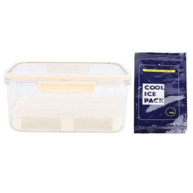 Imagem de Recipiente de armazenamento de alimentos alça portátil à prova de vazamento caixa de armazenamento de cozinha reutilizável hermética com bandeja de drenagem para geladeira