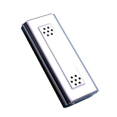 Imagem de Gaita dupla face prateada de 16 furos com teclas C&G para estudantes adultos tocarem instrumentos de gaita