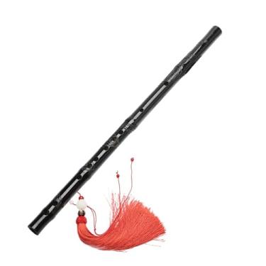 Imagem de Flauta de bambu profissional flauta instrumento para iniciantes preto flauta transversal esculpida à mão (tecla D estilo A)