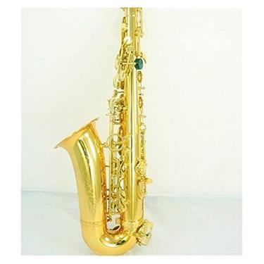 Imagem de Saxofone reto EB Saxofone alto corpo de latão almofada chinesa com estojo de instrumentos musicais profissionais ABS