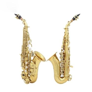 Imagem de Instrumento de saxofone Bb Saxofone soprano latão niquelado B plano com estojo acessório de saxofone instrumentos profissionais de sopro de madeira (ouro)