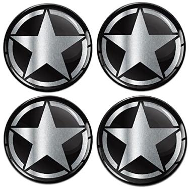 Imagem de Biomar Labs Adesivo de silicone 3D de 4 x 70 mm para tampas de cubo de tampas de cubo adesivo de roda capa de roda estrela prata A 4170