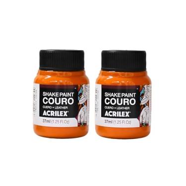 Imagem de Kit 2 Tintas Couro Acrilex Shake Paint 37ml 105 Laranja – Acabamento Uniforme, Alta Aderência, Durabilidade para Customização de Tênis, Sapatos, Bolsas e Acessórios