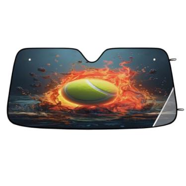 Imagem de Para-brisa dianteiro do carro, para-sol, esportes, tênis, fogo, dobrável, leve, janela, para-sol, proteção para para-brisa, bloqueia o verão, raios UV, mantém o carro fresco, viseira de para-brisa