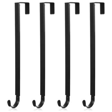 Imagem de PercyEffie Pacote com 4 organizadores de toalha e cabideiro para banheiro ganchos ajustáveis sobre a porta cabide de porta resistente cabide de guirlanda frontal sem ganchos de broca para vários usos