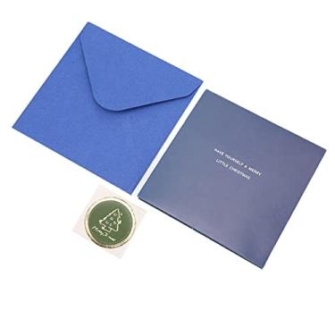 Imagem de Cartão de felicitações de Natal 3D com envelope e adesivo Processo de prata quente elegante Decoração de férias para escritório Sala de estar Artesanato de papel festivo (C)