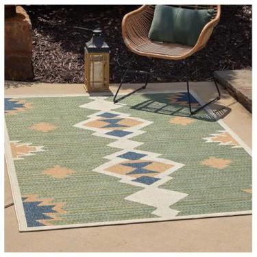 Imagem de SPXMQSS Tapete de exterior para pátios, tapete lavável antiderrapante veludo cristal grande tapetes para área externa resistente ao desgaste para varanda, deck, varanda, jardim, cozinha A 120 x 160 cm