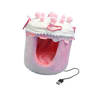Imagem de Generic de inverno aconchegante de pelúcia em formato de bolo, acessório criativo para gaiola, esconderijo para papagaios e calopsitas, Rosa