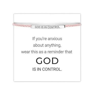 Imagem de Pulseira God is in Control, pulseira de Deus Fé, presentes inspiradores para mulheres, joias cristãs, presente de incentivo para crentes, Large, Sem Pedra Preciosa