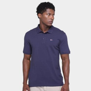 Imagem de Camisa Polo Tommy Hilfiger Fine Piquet Masculina, Azul, P