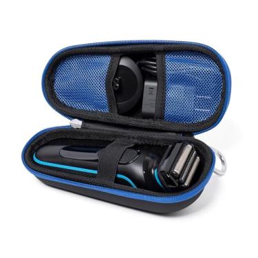 Imagem de Nincha Estojo de barbear elétrico para barbeadores Braun séries 3, 5, 7, 9, estojo de viagem de EVA rígido com armazenamento de carregador, estojo de transporte protetor para barbeador com mosquetão