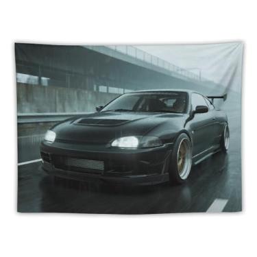 Imagem de HouLaiZhe JDM Tapeçaria de carro 3000 gt Guerreiro preto pendurado na parede quarto decoração de casa tapeçarias estética piquenique decoração de parede arte de parede para dormitório sala de estar