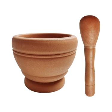 Imagem de YWJLQH Argamassa de lama de cozinha e pilotes de pilotes tigela de aler, Marrom Claro