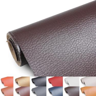 Imagem de Tecido de couro sintético, tecido de estofamento de 139,7 cm de largura por The Yard Marine Vinyl Fabric Outdoor PU Leather Waterproof Sheets Fabric for Crafts Sewings Sofa Wallets Handbag Earrings