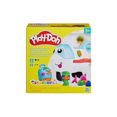 Imagem de Play-Doh Starters Kit Inicial Avião Explorador conjunto de massinha, com acessórios, 4 potes de massa de modelar e tapete de atividades, presente de Natal para crianças acima de 3 anos
