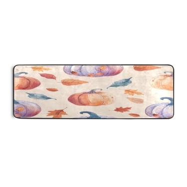 Imagem de Qilmy Tapete de corrida de abóbora colorido de Ação de Graças, 183 x 61 cm, antiderrapante, antifadiga, confortável, tapetes longos, para quarto, sala de estar, banheiro, corredores, entrywa493