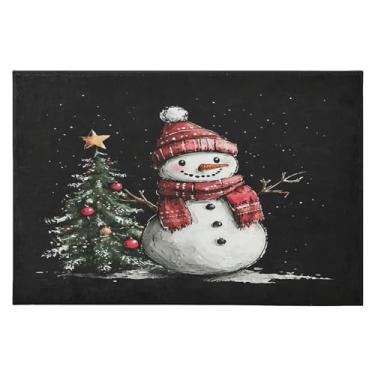 Imagem de CEBUGI Tapete de área 60 x 90 cm, macio, lavável, antiderrapante, com suporte de borracha, fofo, boneco de neve, para sala de estar, quarto, decoração de casa