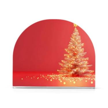 Imagem de xigua Porta-guardanapos de árvore de Natal cintilante para mesas, porta-guardanapos de papel de placa acrílica elegante, dispensador de papel de seda independente moderno para jantar, sala de estar