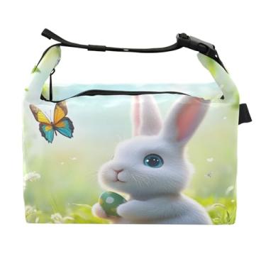Imagem de STAYTOP Lancheira 3D Coelhinho da Páscoa com ovos coloridos com fivela de alça, lancheira isolada para meninos e meninas, lancheira térmica para trabalho escolar