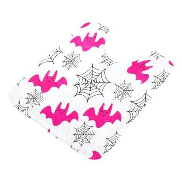 Imagem de Burbuja Tapete de banheiro Pink Bats Webs, tapete de banho absorvente de pelúcia macio, base de vaso sanitário antiderrapante para piso de banheiro, oval em forma de U
