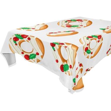 Imagem de Burbuja Toalha de mesa de Natal Donuts, toalha de mesa quadrada anti-rugas grossa para decoração de jantar, cozinha, festa, 137 x 137 cm