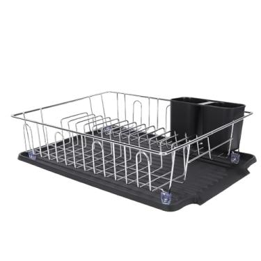 Imagem de Depisuta Rack de Secagem de Pratos, Escorredor de Pratos de Ferro que Economiza Espaço para Balcão de Cozinha Com Suporte para Utensílios, para Pratos, Tigelas, Copos, Pauzinhos (SILVER)