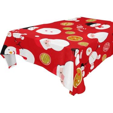 Imagem de Burbuja Toalha de mesa de boneco de neve, toalha de mesa quadrada anti-rugas grossa para decoração de jantar, cozinha, festa, 152 x 152 cm