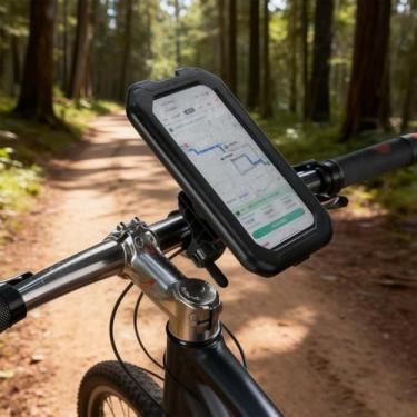 Imagem de Suporte de telefone à prova d'água para motocicleta, rotação de 360°, porta celular para Moto com tela sensível ao toque, suporte de celular de bicicleta para telefones de 3,5 a 7 polegadas