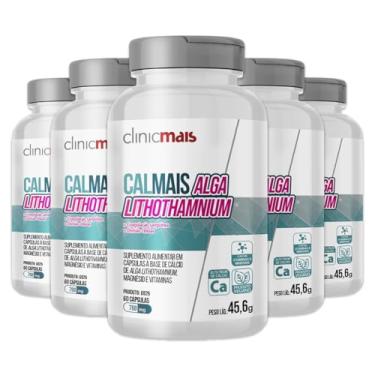 Imagem de Kit 5 Calmais Alga Lithothamnium ClinicMais 60 Cápsulas