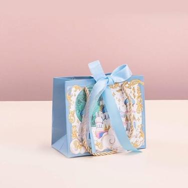 Imagem de 3 sacos de presente de 15 x 13 x 8 cm com fita e alça - Sacos de presente de papel para aniversário, Natal, casamento, lembrancinhas de festa