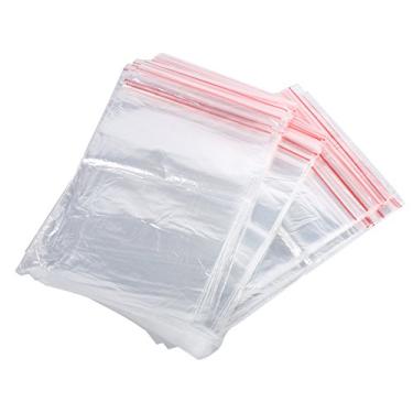 Imagem de Pissente 100pcs Sacos Plásticos Transparentes Sacos de Vedação Transparentes Sacos de Embalagem Transparentes Grau de Alimento PE Material Com Zíper de Bloqueio Reutil (13 * 19CM)