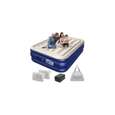 Imagem de Tritech Colchão Inflável Queen, PVC e Poliéster, Preto, 203x152x36cm, com Bomba USB, Superfície Aveludada, Suporta 300kg, para Casa e Camping