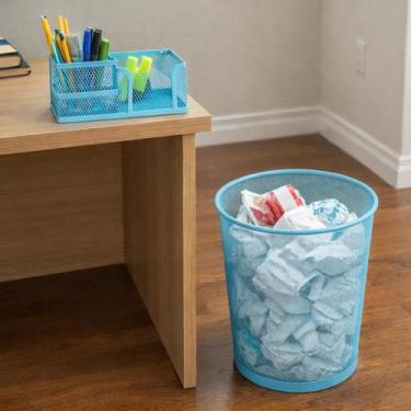 Imagem de Kit Escritório Organizador de Metal Com Lixeira Office Grande Porta Ca