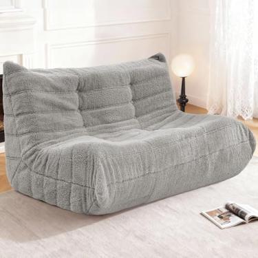 Imagem de Cansunna Bean Bag Loveseat Cadeira Big Sofa Beanbag Cadeira para Adultos Cadeira Fireside Puff Espreguiçadeira com Espuma de Memória para Casa, Apartamento ou Local de Jogos (LGY Teddy)