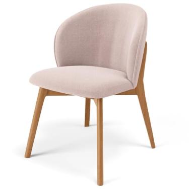 Imagem de Cadeira de Jantar e Estar Living Estofada Mia L02 Bouclê Rosê - Lyam Decor