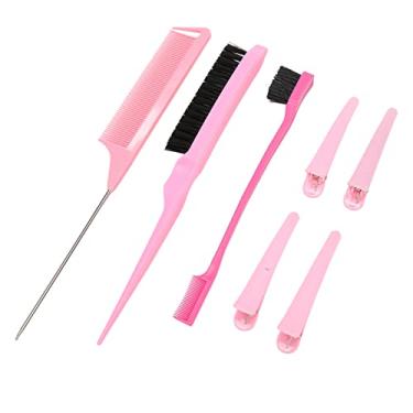 Imagem de Naroote Conjunto de Pente de Estilo de Cabelo Teaser Slick Brush para Cabelos Com Aparência Mais Cheia para Mulheres, Homens e Crianças Kit Incluindo 3 Peças de Pente de , de Sobrancelha, Escova de Nylon, Clipes de