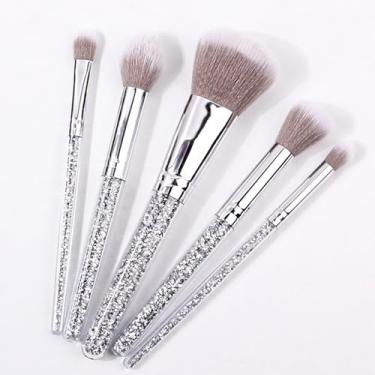 Imagem de Conjunto de 5 pincéis profissionais de maquiagem com base sintética (cinza)