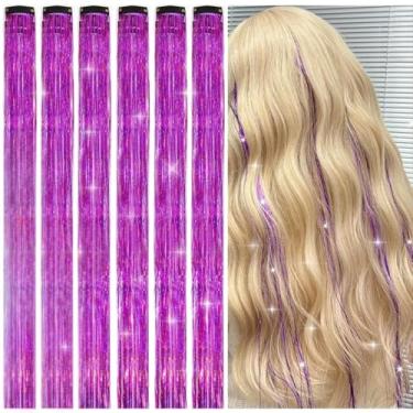 Imagem de Grampos de cabelo de fada - 1 peça de enfeite de cabelo colorido sonhador para mulheres, festa de Natal e Ano Novo (roxo)