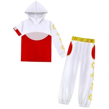 Imagem de ESDFGHOP Fantasias de zumbis para meninas, crianças, Nova Halloween, cosplay, 2 peças, calça com capuz, roupa para 5 a 12 anos
