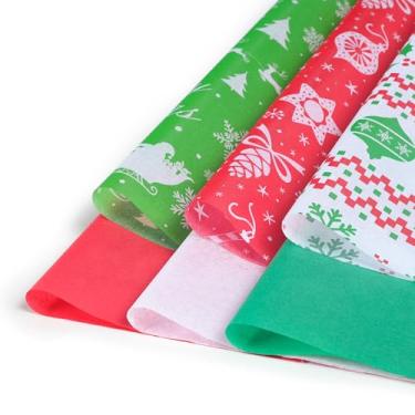 Imagem de Atgingnginr Papel de seda de Natal para sacos de presente – 120 folhas, 35,56 cm x 50,8 cm, 6 designs festivos para embrulho de presente, artesanato de férias e bricolage