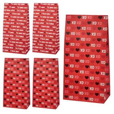 Imagem de Ohuimrt 30 peças de sacos de presente de dia dos namorados, 2 estilos de papel vermelho para lembrancinhas de festa de sala de aula, troca de lembrancinhas de festa dos namorados