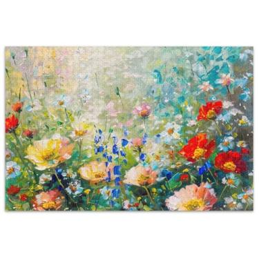 Imagem de Quebra-cabeça pintura flores silvestres 1000 peças adultos arte decoração paisagem quebra-cabeça amigos família jogos presentes