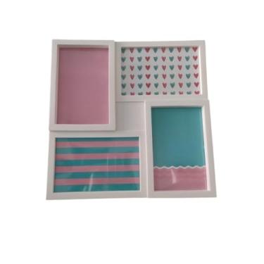 Imagem de Porta Retrato Branco para 4 fotos 10x15 cm e 15x10 cm Decoração Foto Presente