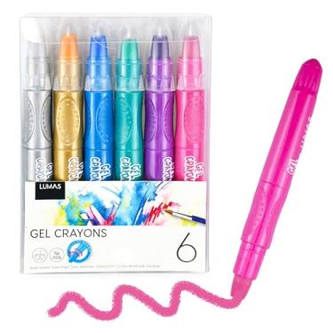 Imagem de Dotbengc Conjunto de 6 gizes de cera torcíveis, giz de cera de gel sedoso para crianças e adultos, suprimentos de desenho para colorir, sem bagunça, estilo de caneta ergonômica, estilo de cores